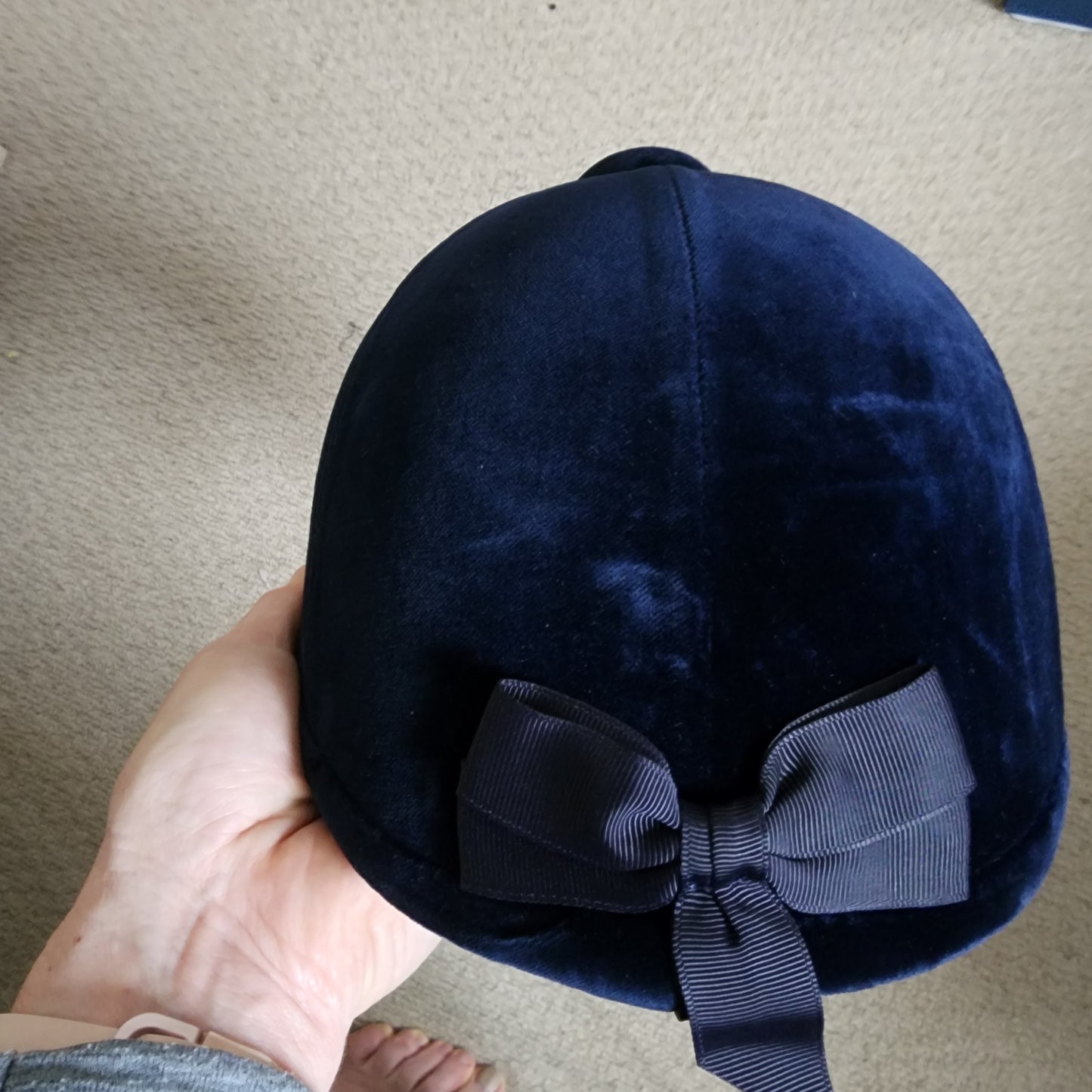 Charles Owen navy velvet Show Jumper XP helmet,  size 50 (XS)