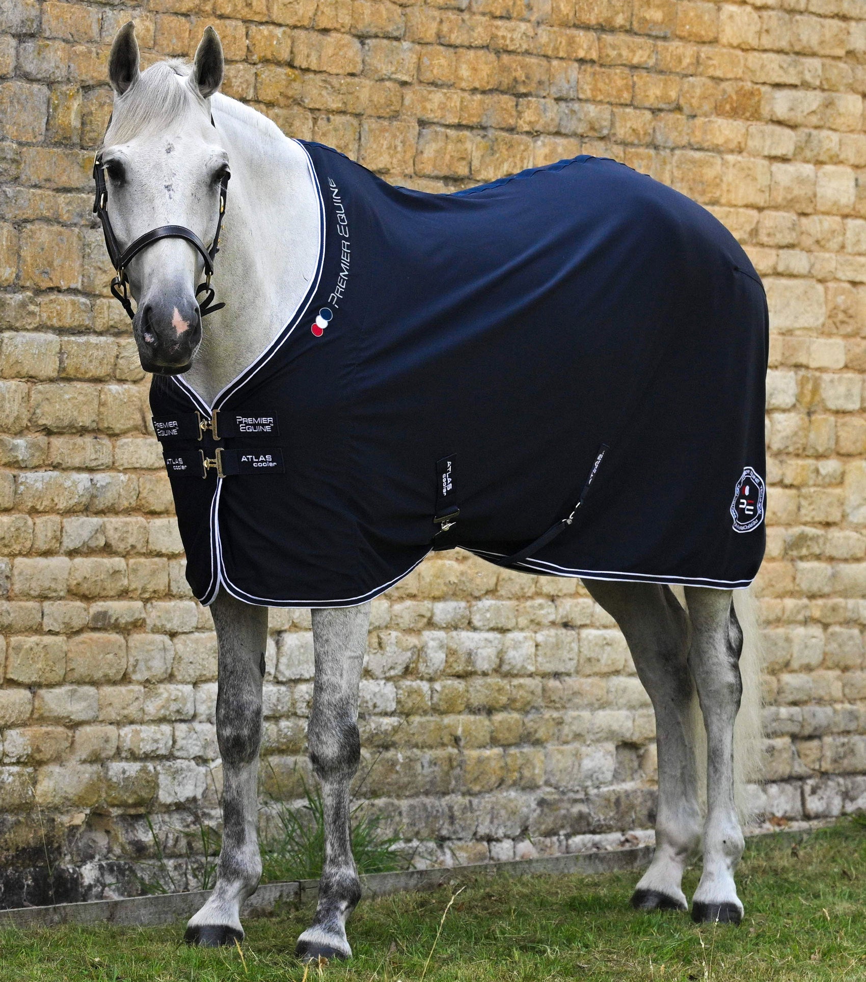 Description:Atlas horse cooler rug_Colour:Navy_Position:1
