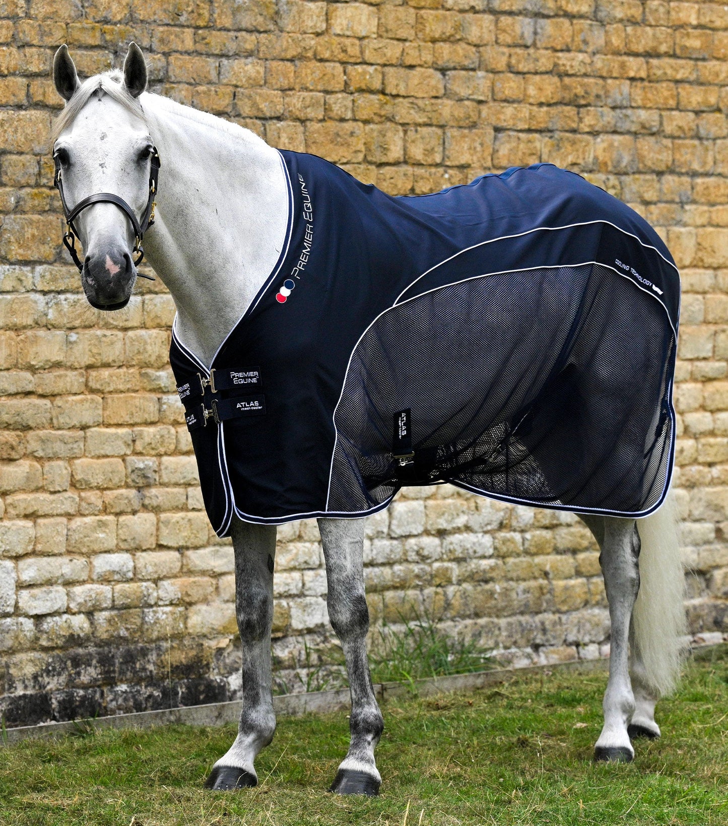 Description:Atlas mesh horse cooler rug_Colour:Navy_Position:1