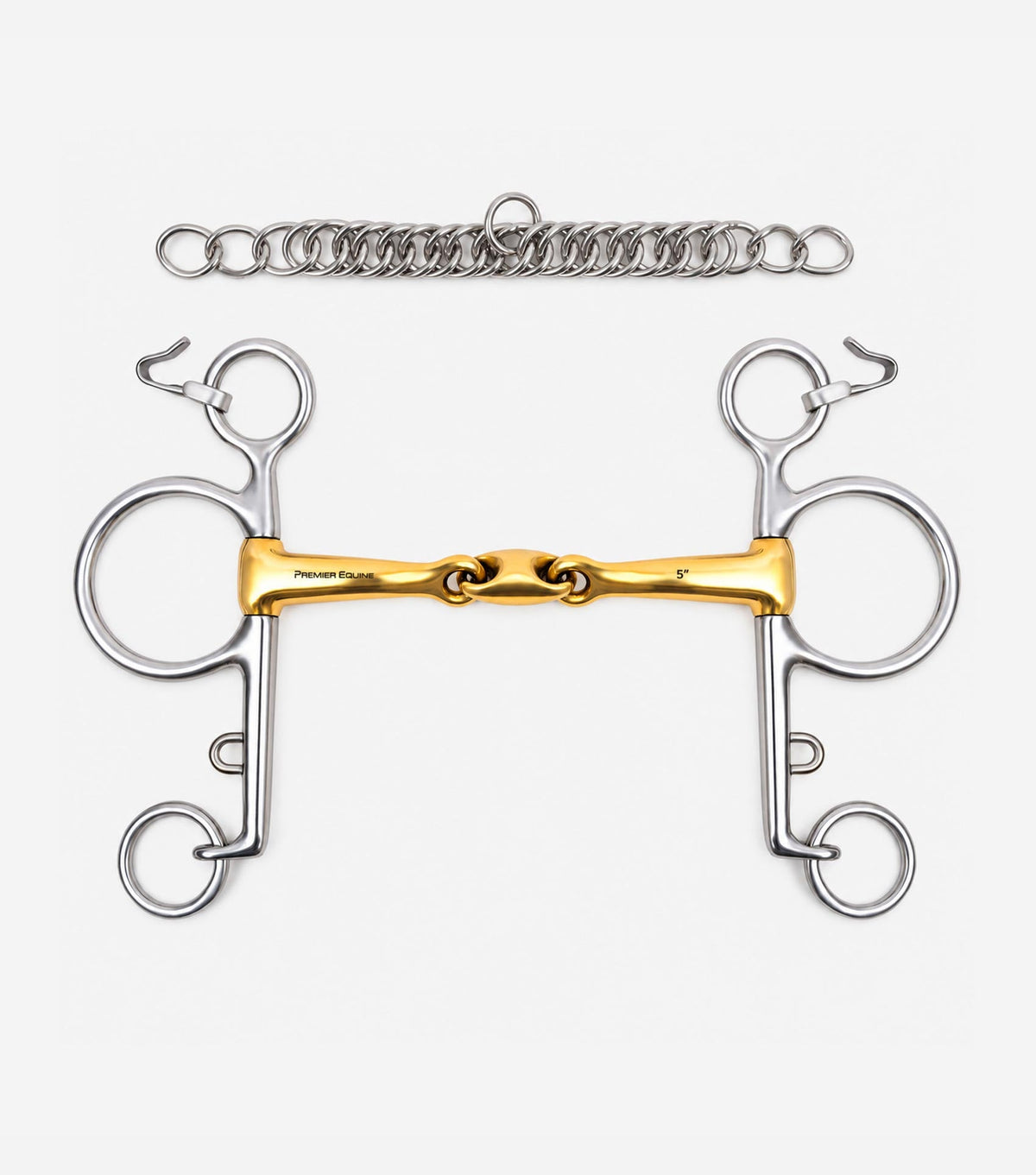 Premier Equine Aurion Pelham Long Curb Double Jointed with Lozenge