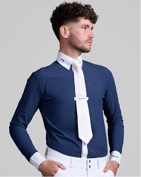 Premier Equine Andate Men's Long Sleeve Show Shirt White