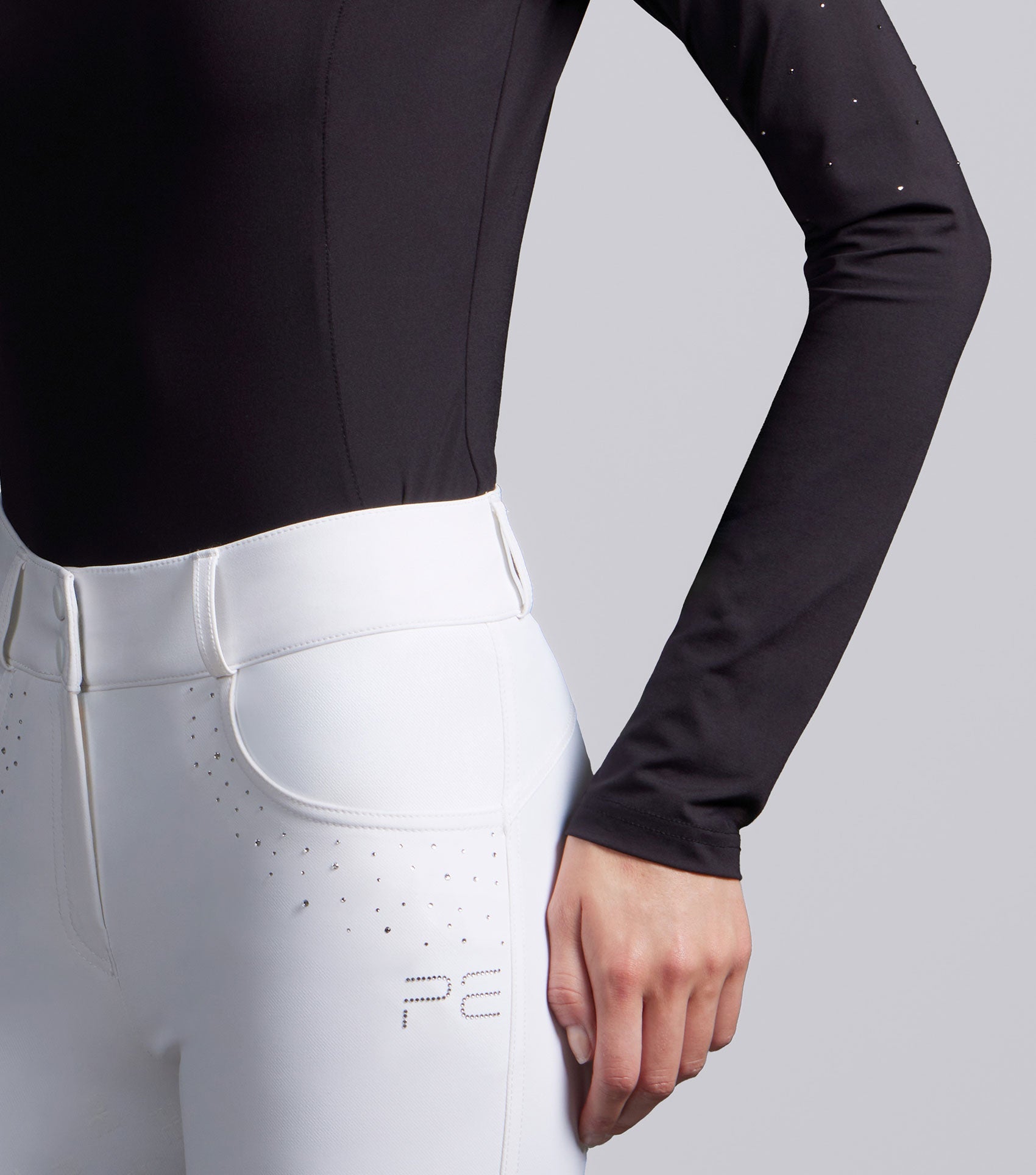 Description:Cristalli Womens Long Sleeve Comp Shirt_Colour:Black_Position:5