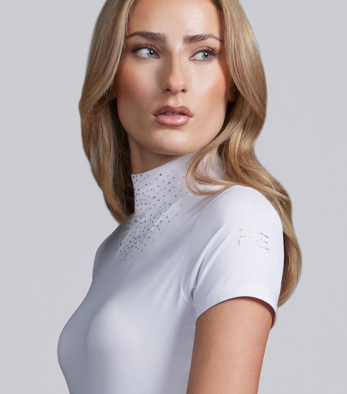 Description:Cristalli-womens-short-sleeve-comp-shirt-white-Colour:Black_Position:2