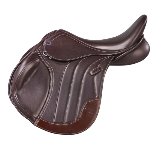 GFS brown leather Premier Jump saddle 17" interchangeable gullet