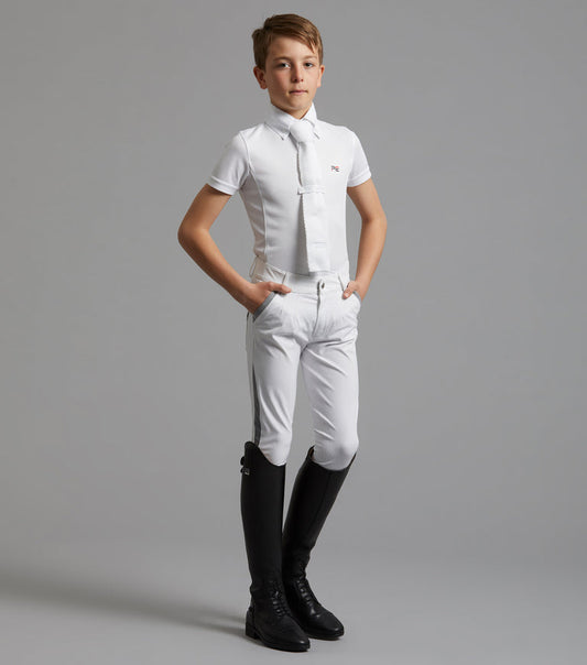 Premier Equine Gando Boys Competition Gel Knee Riding Breeches (white)