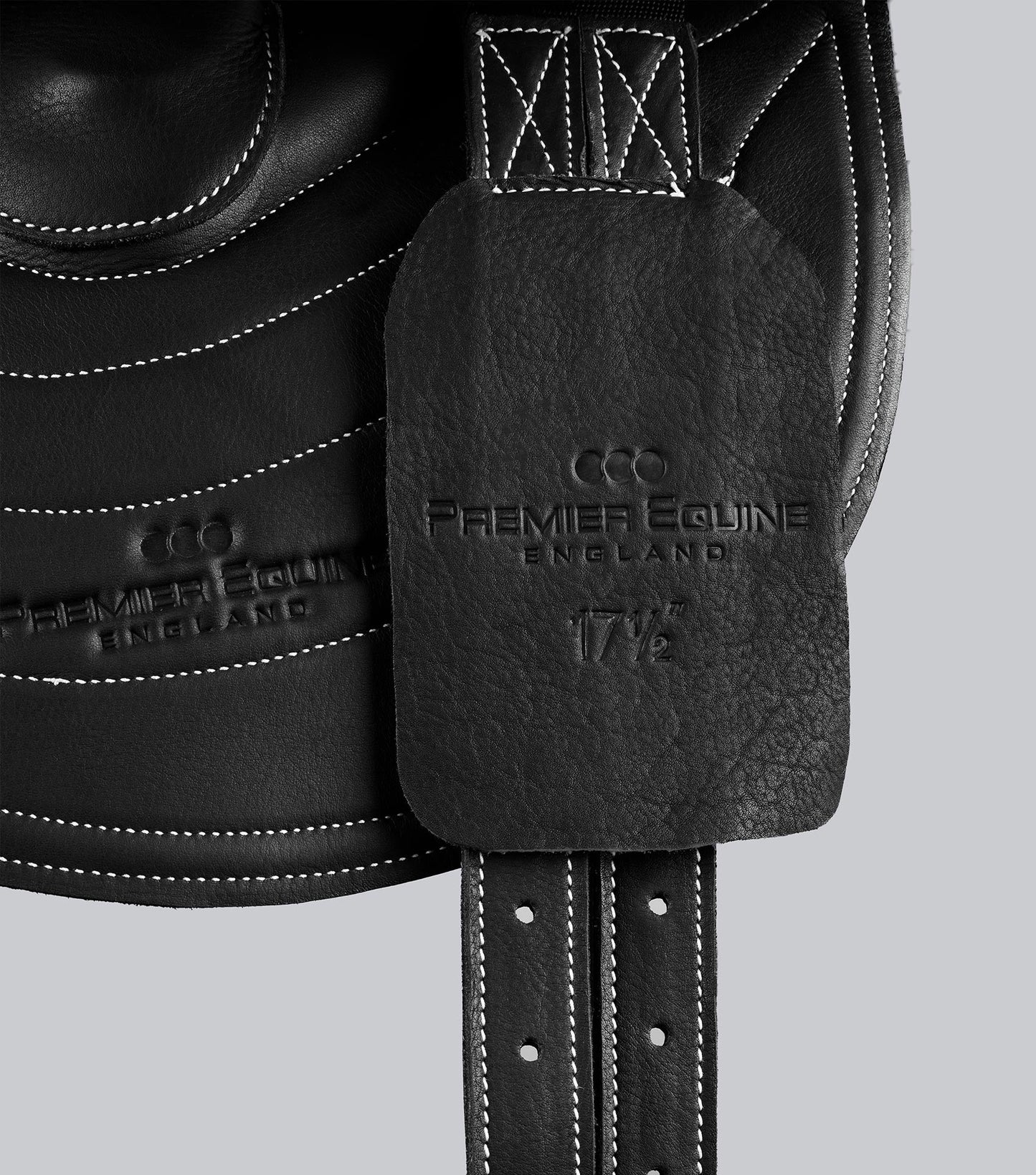 Description:Leather Exercise Racing Saddle Half Tree_Colour:Black_Position:2