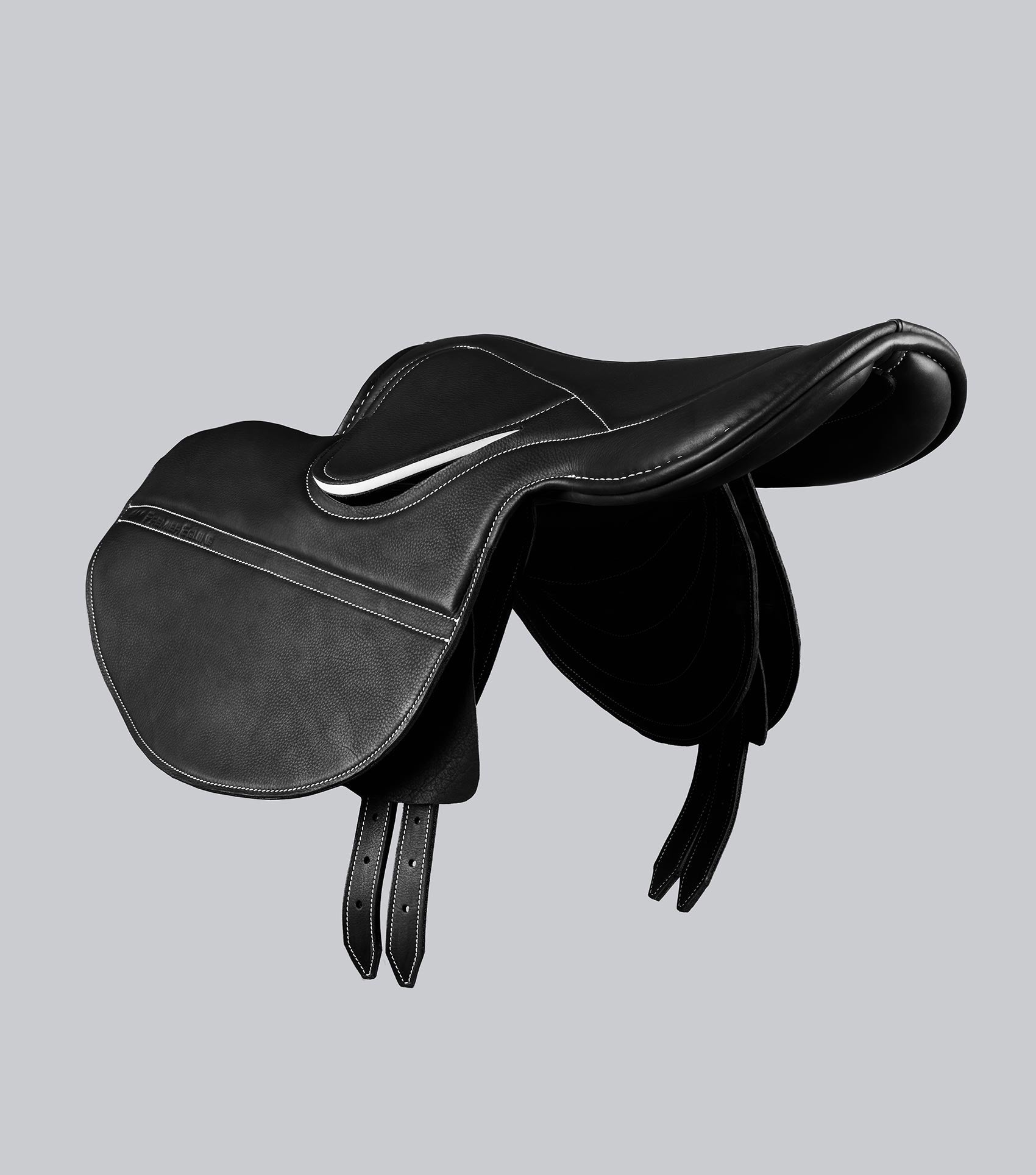 Description:Leather Exercise Racing Saddle Half Tree_Colour:Black_Position:4