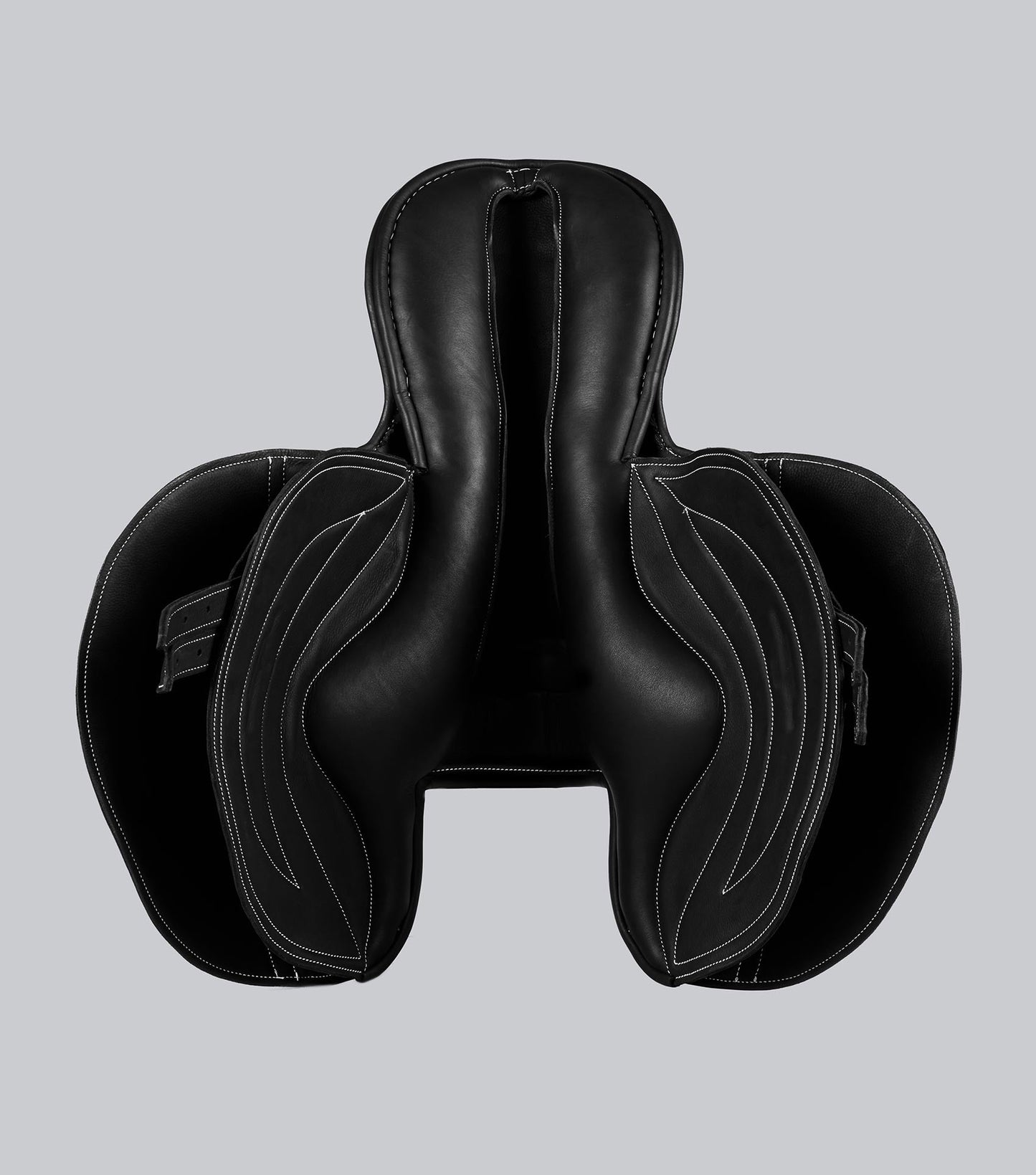 Description:Leather Exercise Racing Saddle Half Tree_Colour:Black_Position:6