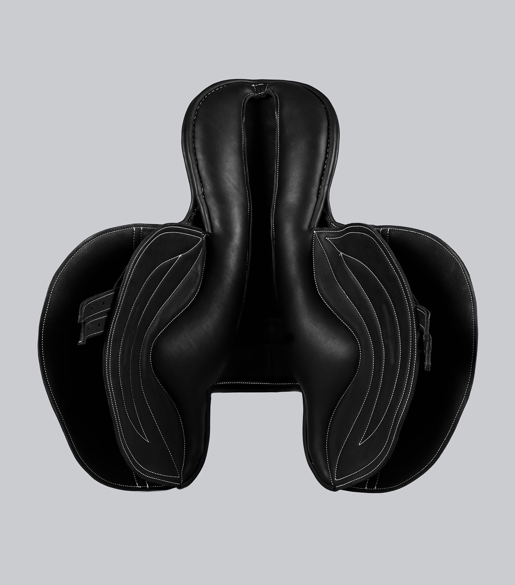 Description:Leather Exercise Racing Saddle Half Tree_Colour:Black_Position:6