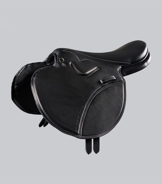 Description:Leather Exercise Racing Saddle Full Tree_Colour:Black_Position:1