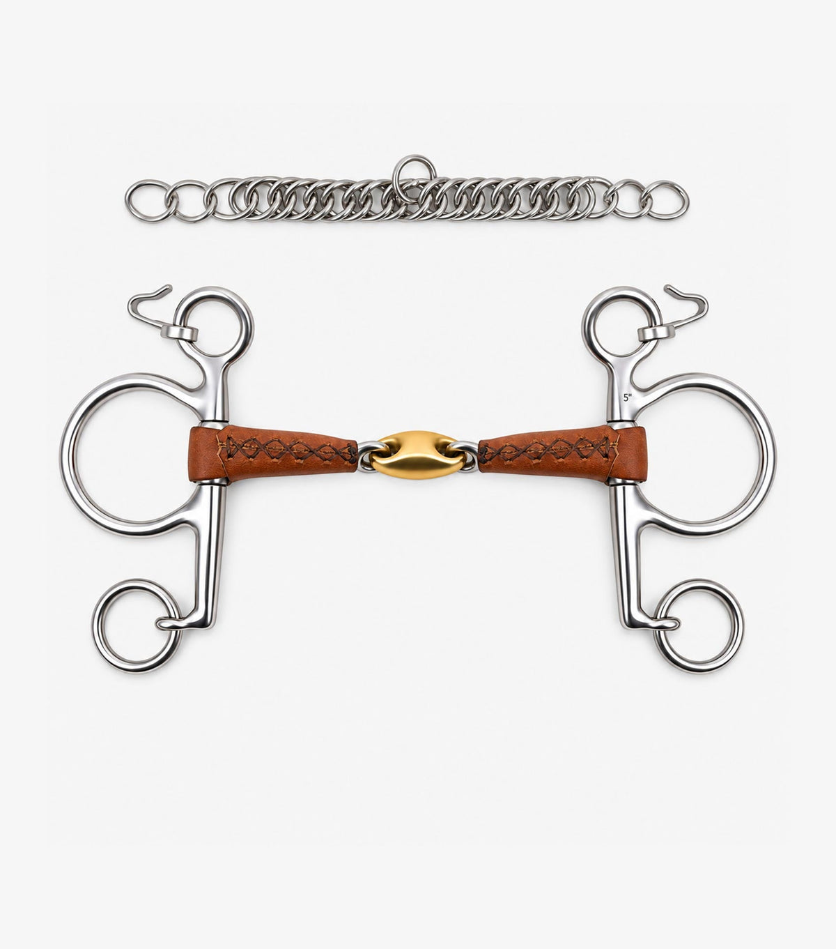 Premier Equine Leather Mouth Pelham Short Curb with Aurion Lozenge