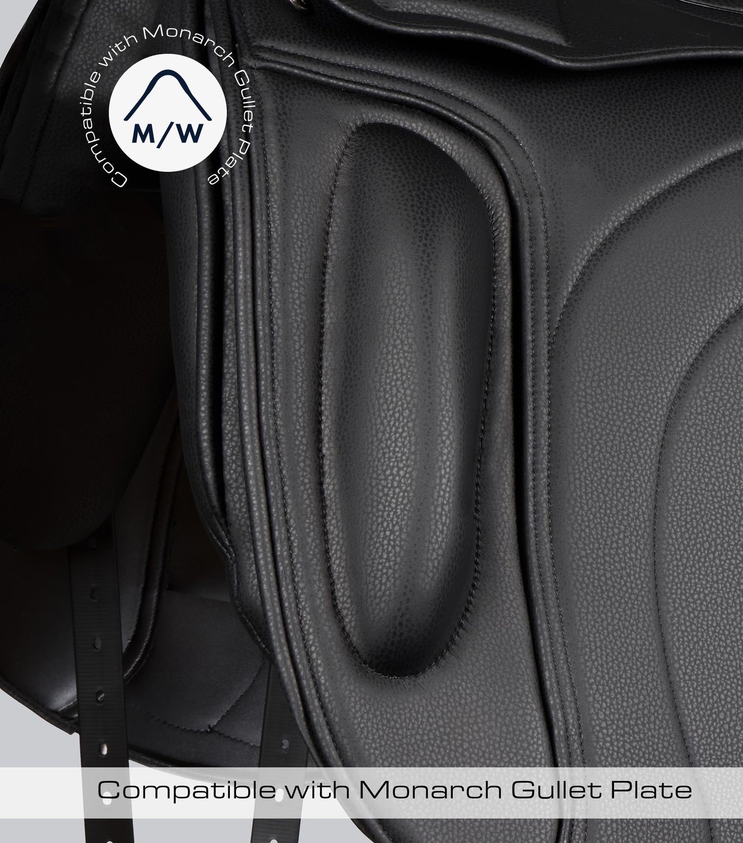 Description:Montpellier Syntetic Mono Flap Dressage Saddle_Colour:Black_Position:2