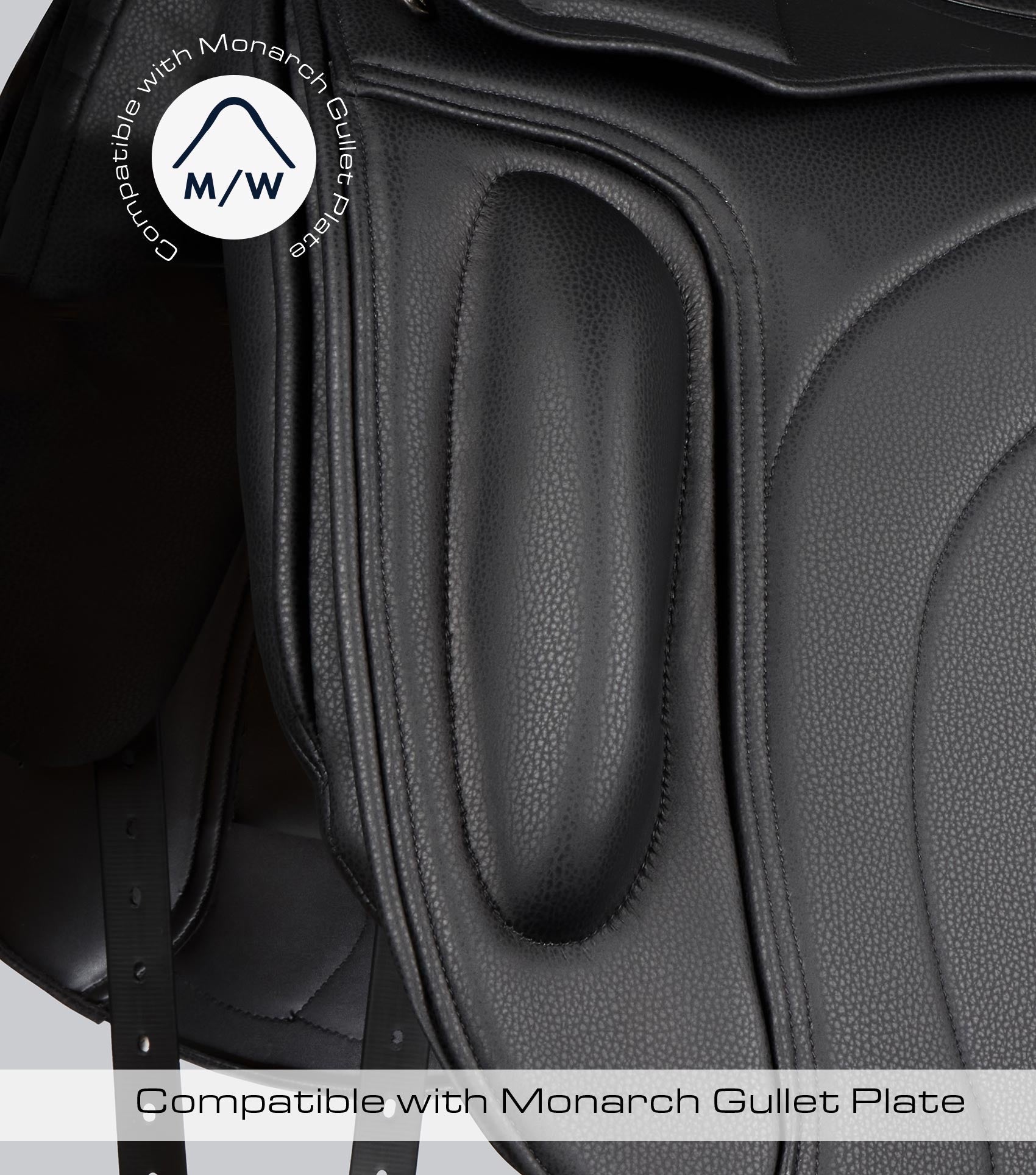 Description:Montpellier Syntetic Mono Flap Dressage Saddle_Colour:Black_Position:2