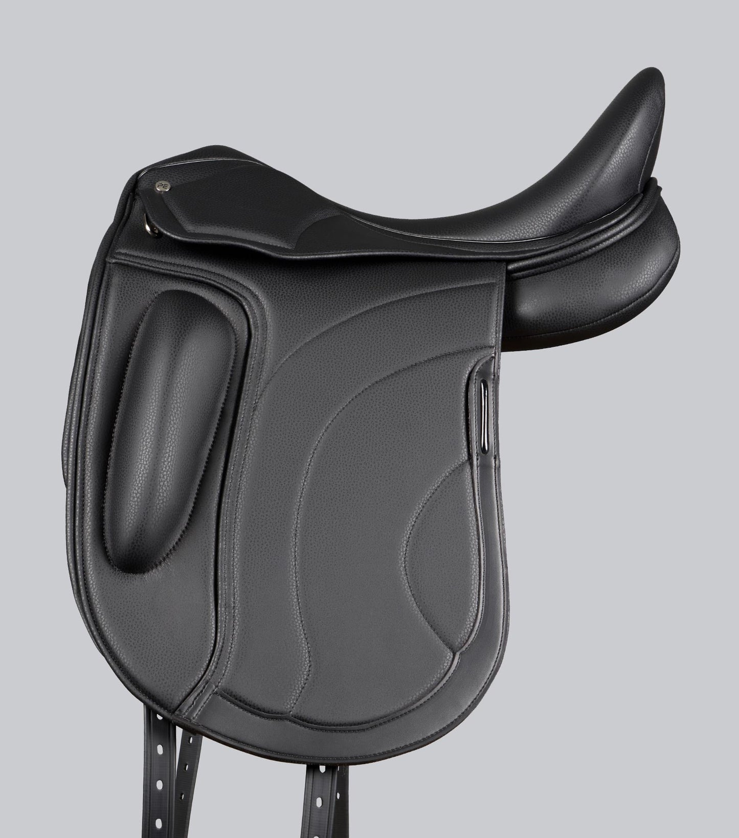 Description:Montpellier Syntetic Mono Flap Dressage Saddle_Colour:Black_Position:3