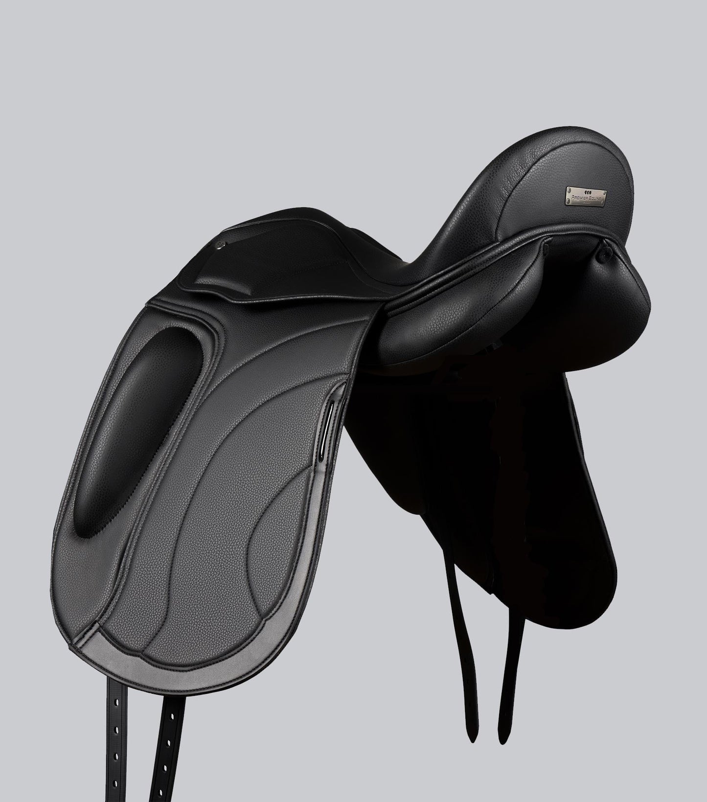 Description:Montpellier Syntetic Mono Flap Dressage Saddle_Colour:Black_Position:4
