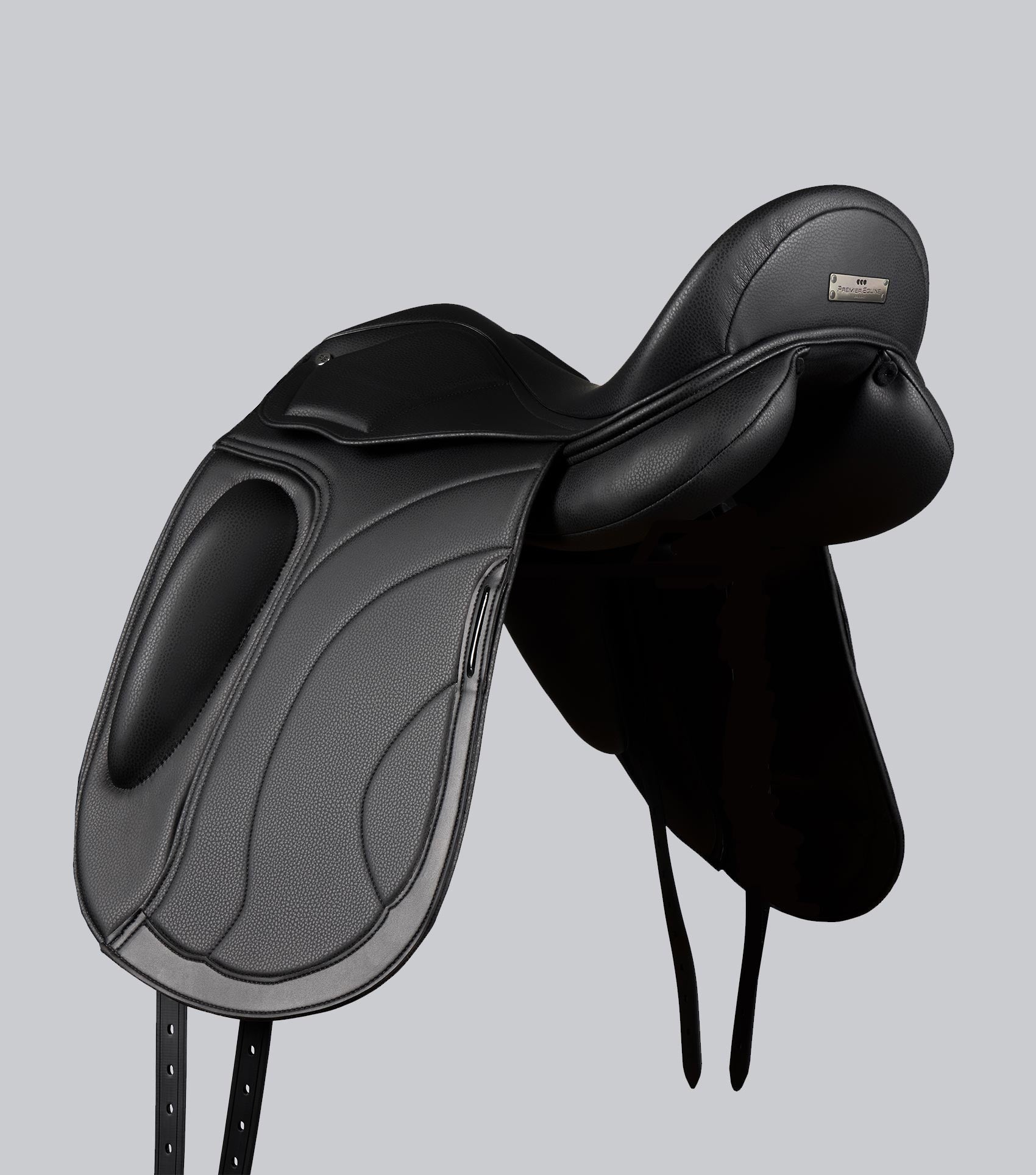 Description:Montpellier Syntetic Mono Flap Dressage Saddle_Colour:Black_Position:4