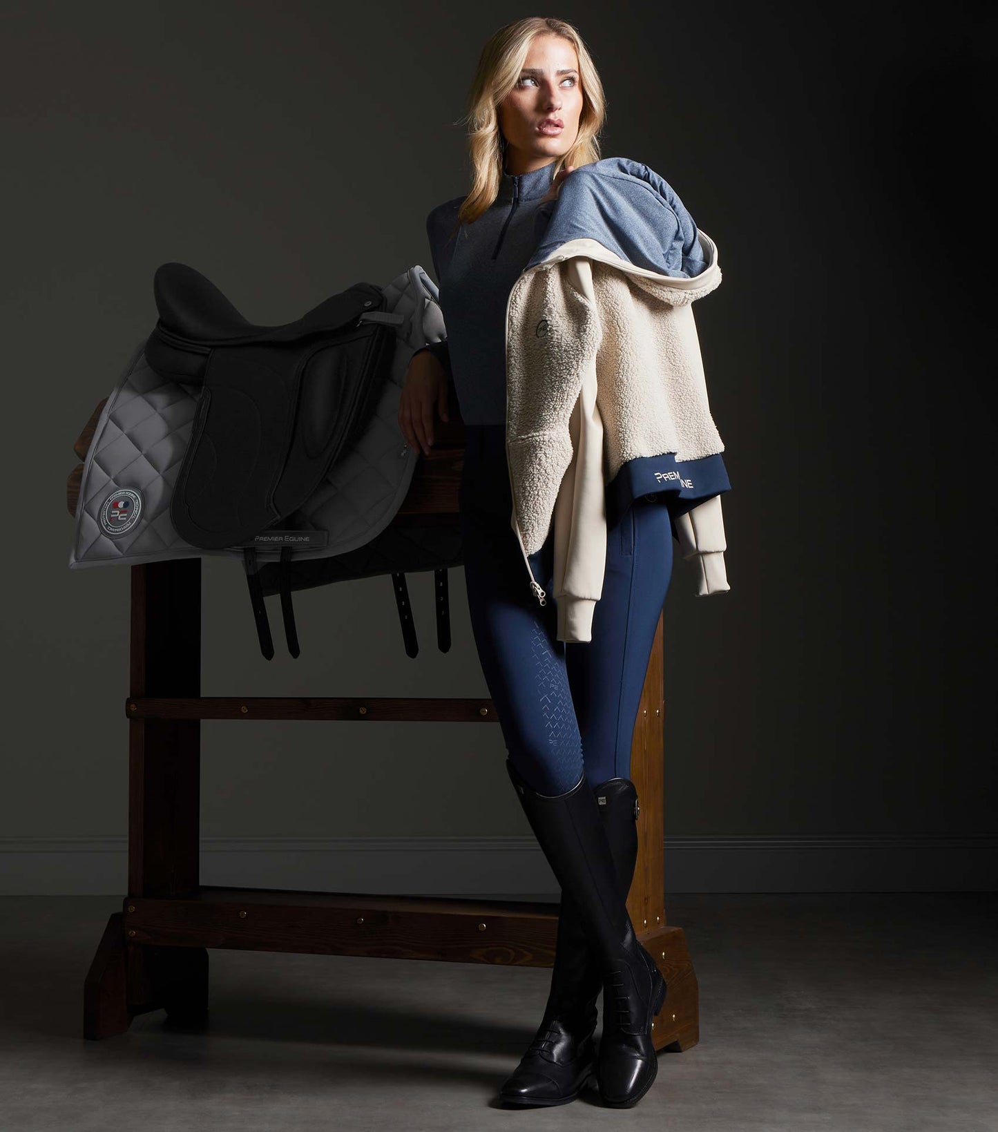 Description:Leora Teddy Fleece Hoodie_Colour:Ivory Dust_Position:2