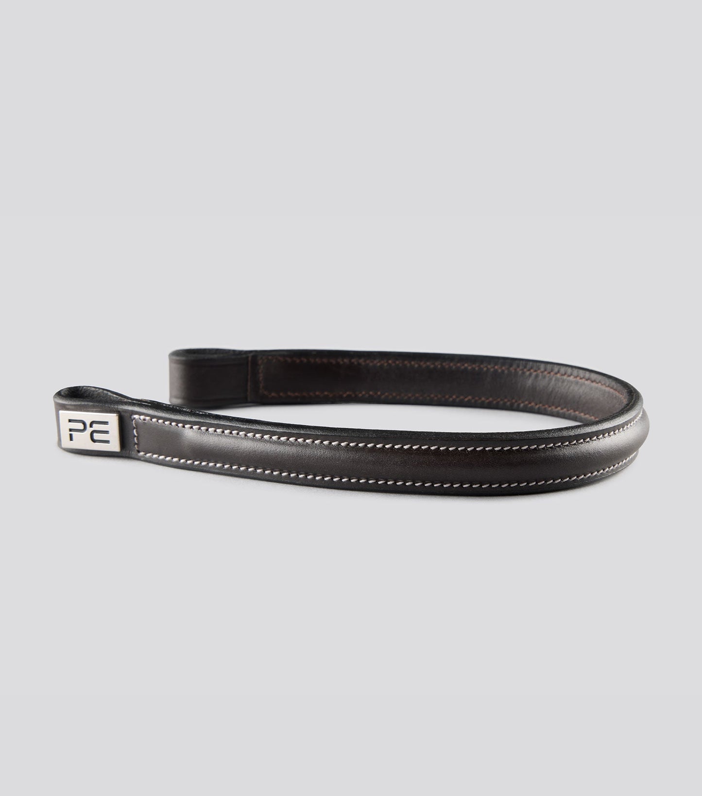 Description:Raised browband for raised jumping bridle_colour:dark havana_position:1