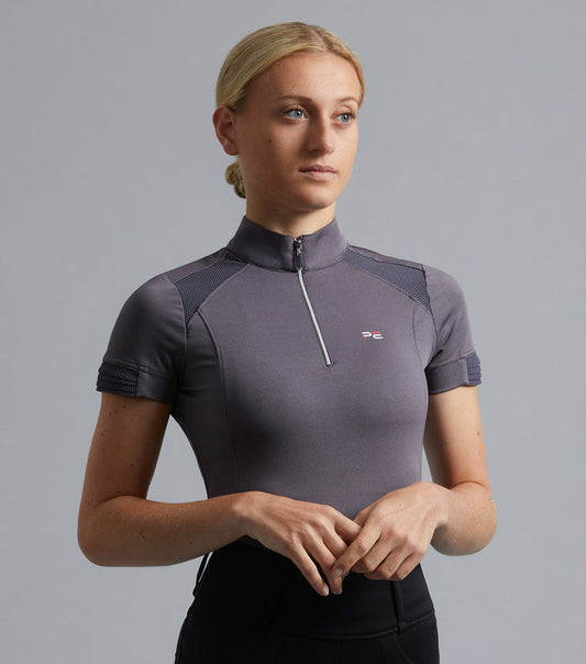 Premier Equine Remisa Ladies Technical Short Sleeved Riding Top (Black, Navy, Grey)