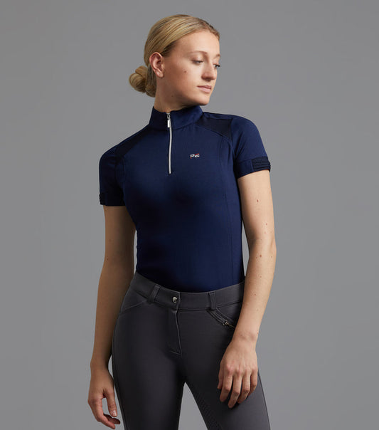 Premier Equine Remisa Ladies Technical Short Sleeved Riding Top (Black, Navy)