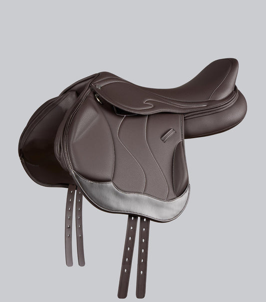 Description:Rouen Syntetic Mono Flap Cross Country  Saddle_Colour:dark havana_Position:1