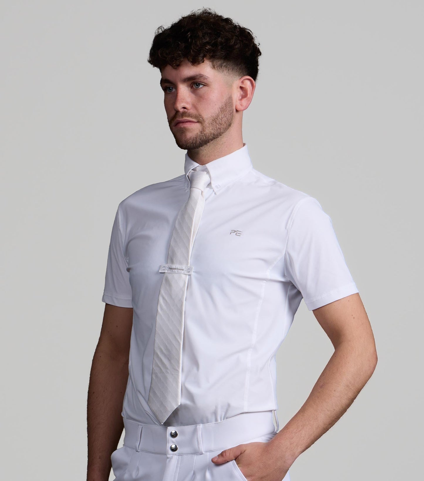 Description:Rubato Short Sleeve Men's Shirt_Colour:White_Position:1