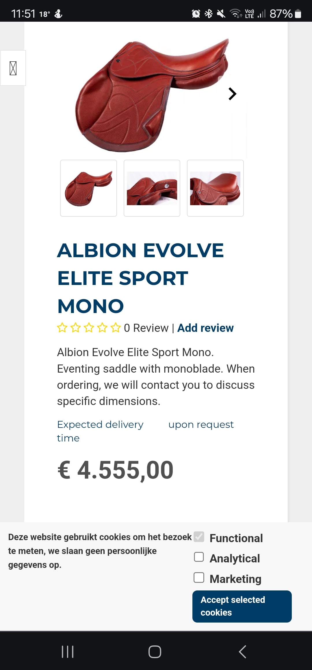 Albion Evolve Elite Sport Monoflap Jump Saddle 17" MW