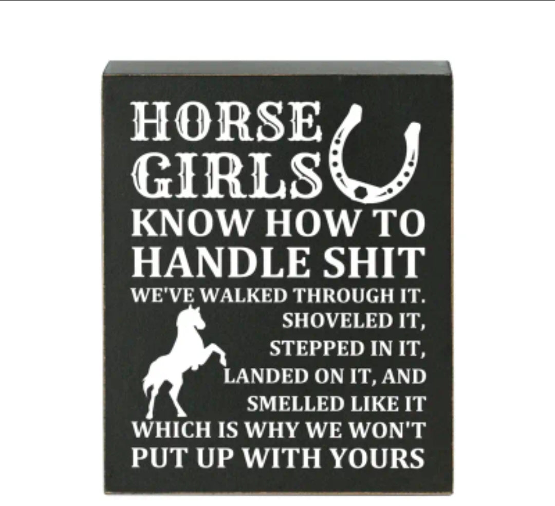 Horse girls wooden box sign