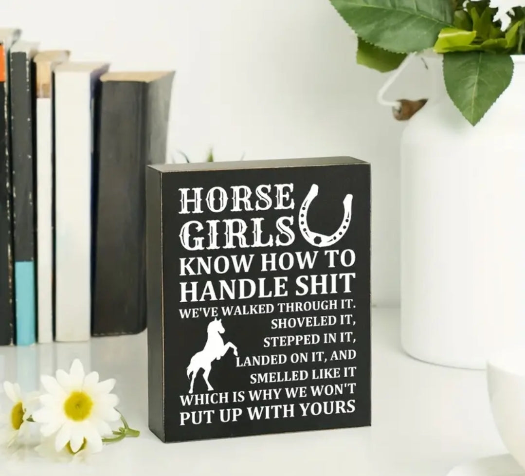 Horse girls wooden box sign