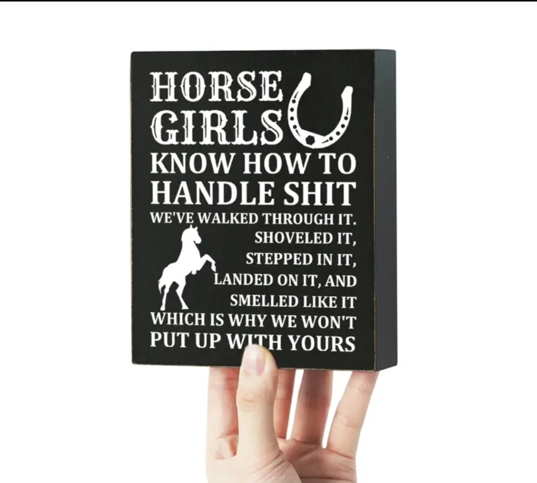 Horse girls wooden box sign