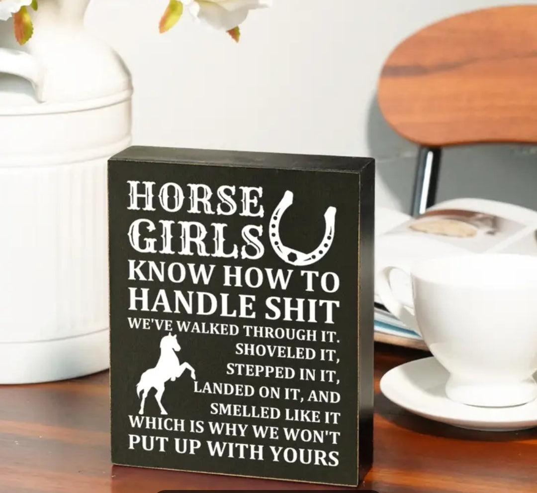 Horse girls wooden box sign