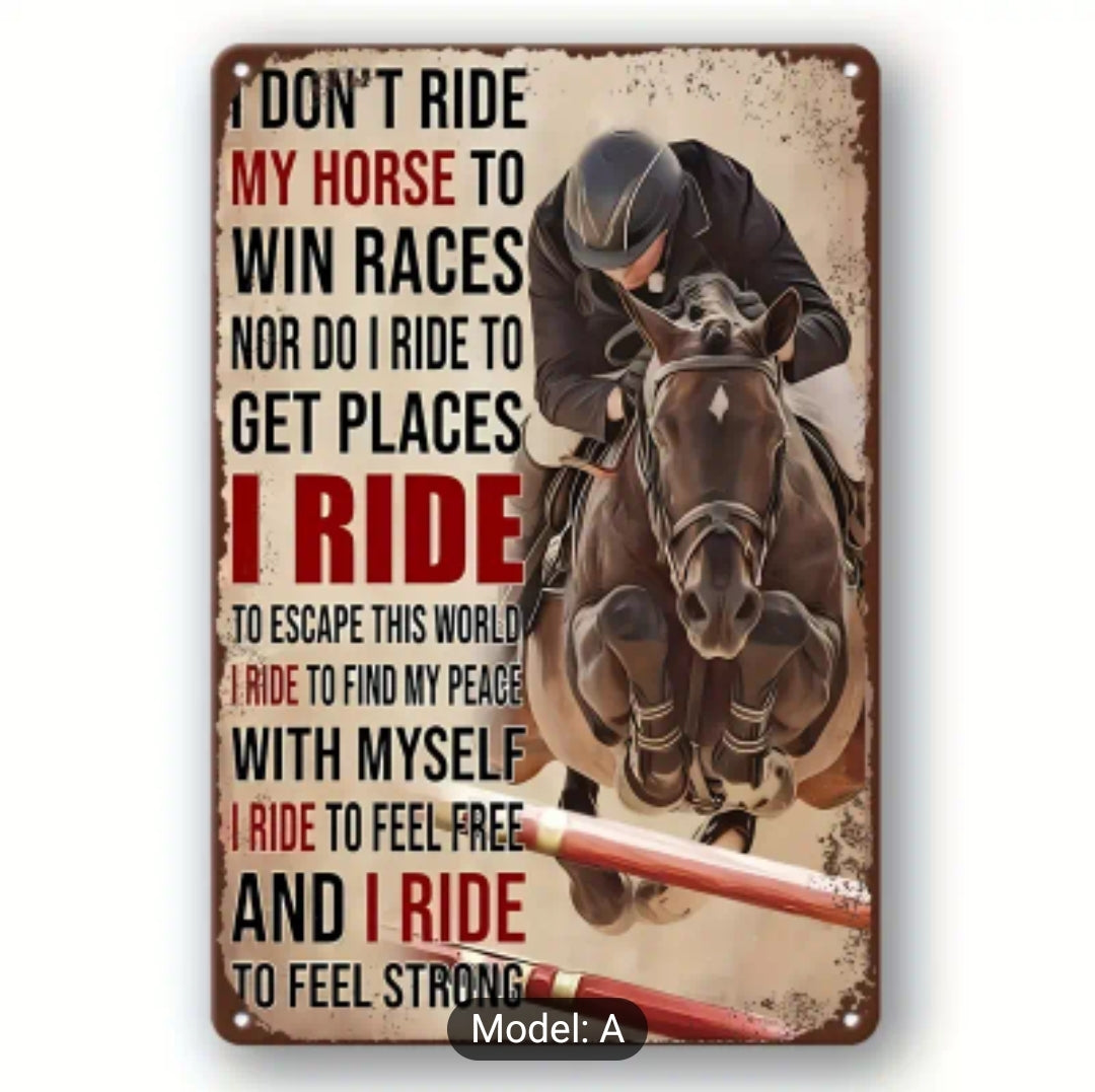 'Why I ride' metal sign (show jumping pic)