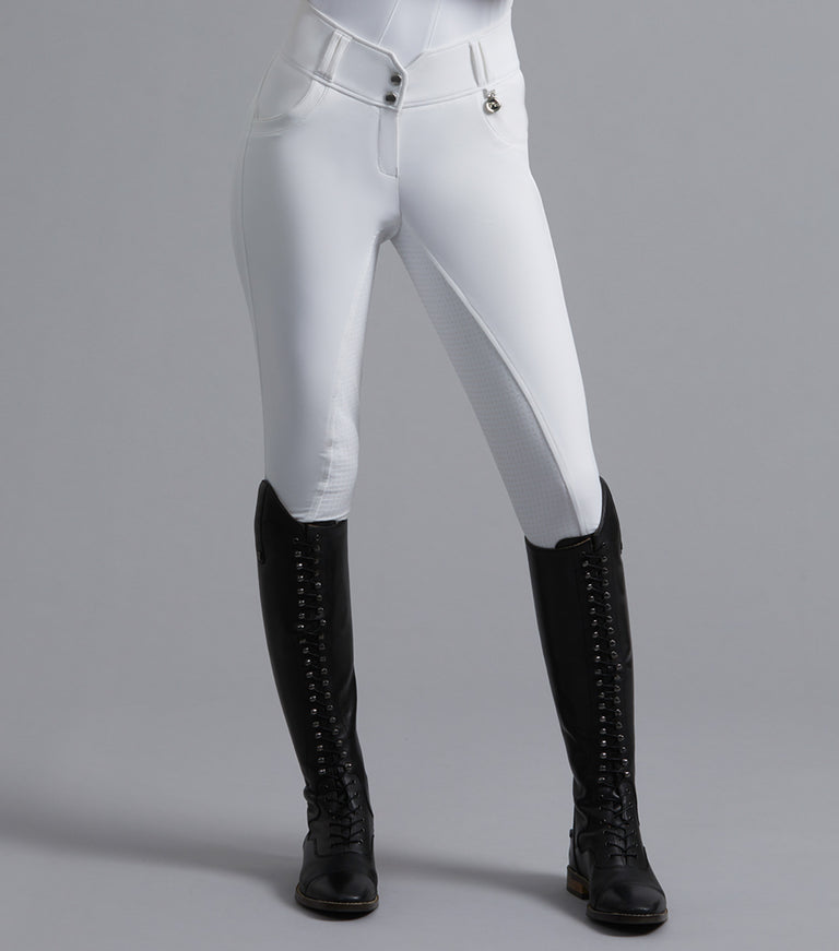 Premier Equine Sophia Ladies Full Seat High Waist Riding Breeches - White