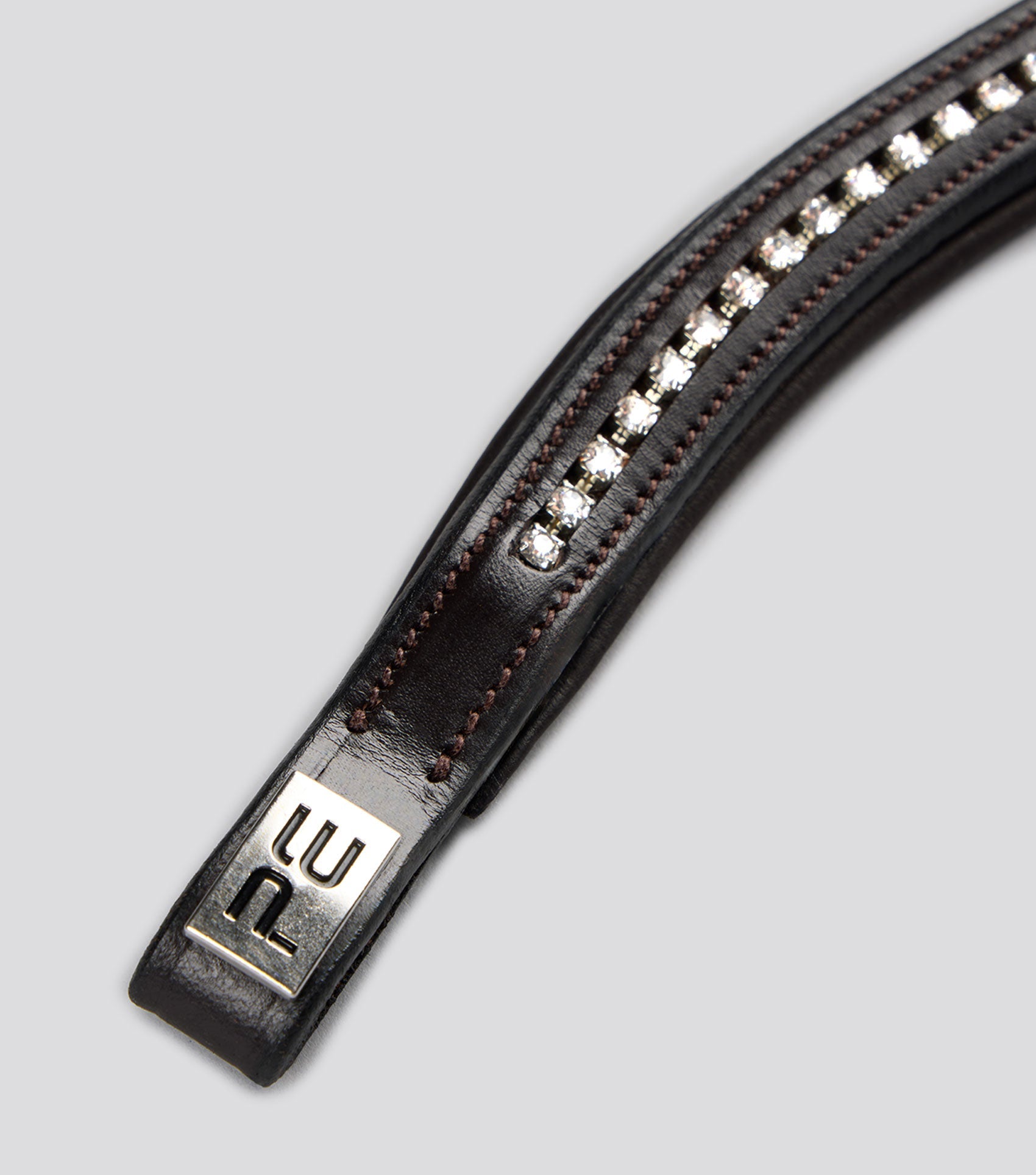 Description:swarvoski shaped padded browband_Colour:Dark havana_Position:6