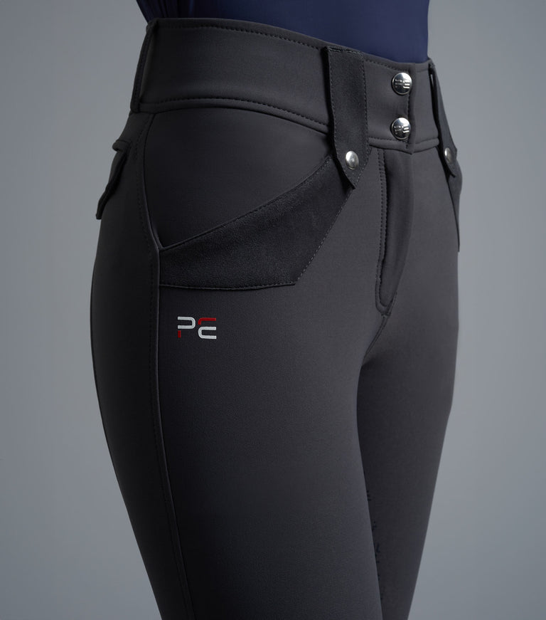 Premier Equine Torino Ladies Full Seat Gel Riding Breeches (high waisted, water repellant) - grey, navy, black