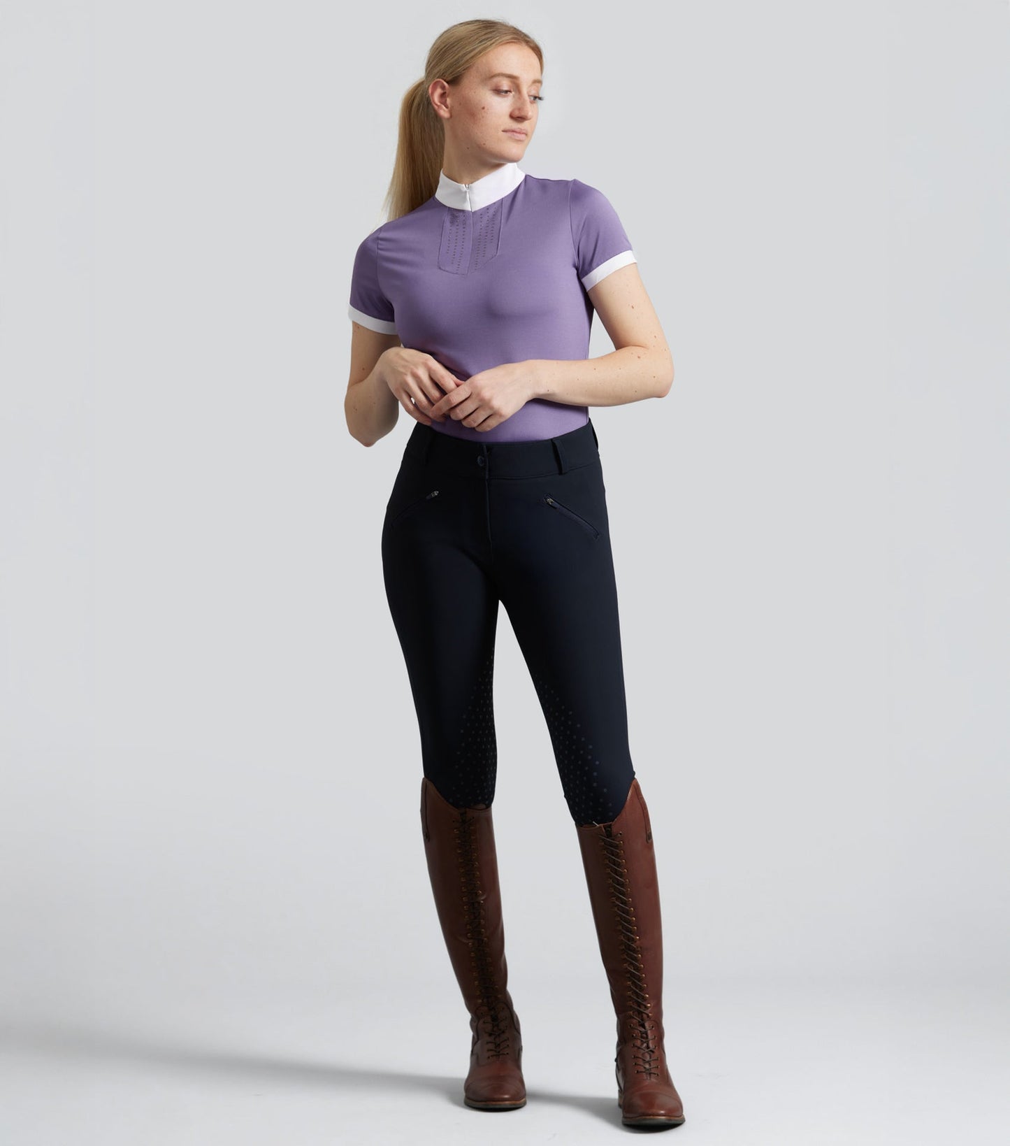 Description:alani short sleeved riding top_Colour:Amethyst_Position:6