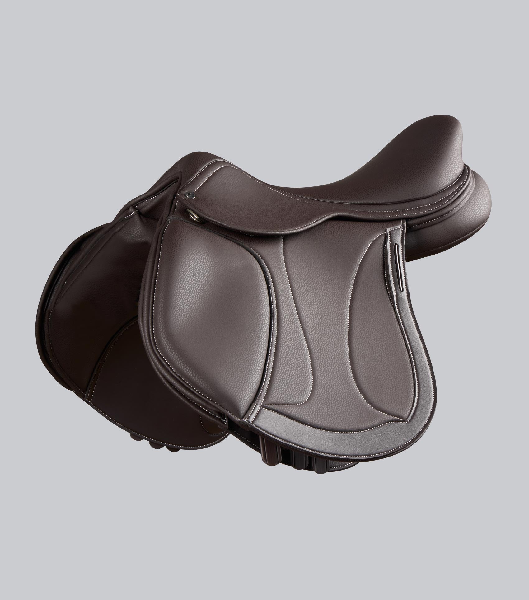 Description:Antibes Synthetic Jump Saddle_Colour:Dark Havana_Position:1