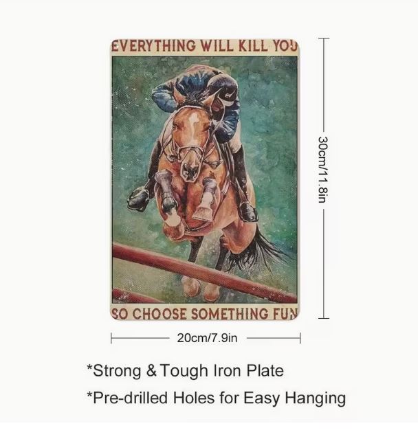 Vintage metal sign -  'Everything will kill you so choose something fun'