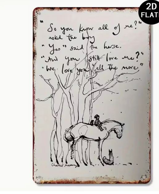 The 'boy, the fox and the horse' inspirational metal sign - 'so you know all of me?'