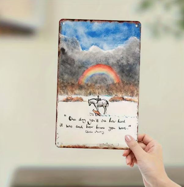 The 'boy, the fox and the horse' inspirational metal sign -  'One day you'll see'