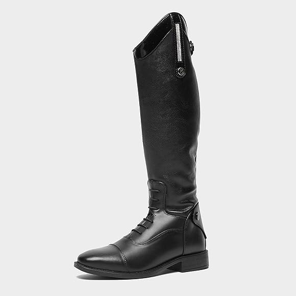 Brogini Girls Como Piccino Long Boots. Patent Top with diamante