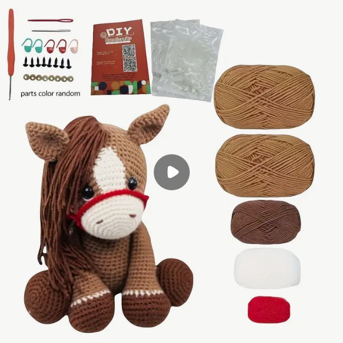 Crochet kit - cute brown pony