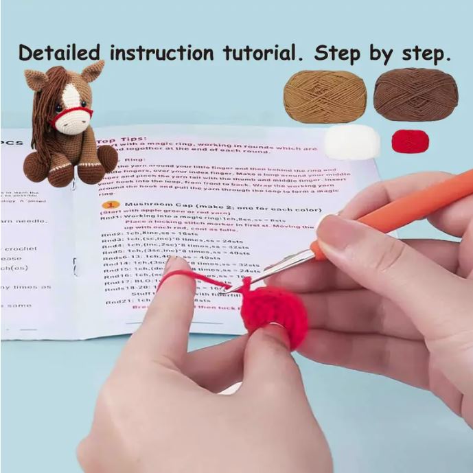 Crochet kit - cute brown pony