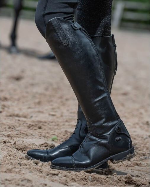Brogini Como Long Laced Leather Riding Boots (Black)