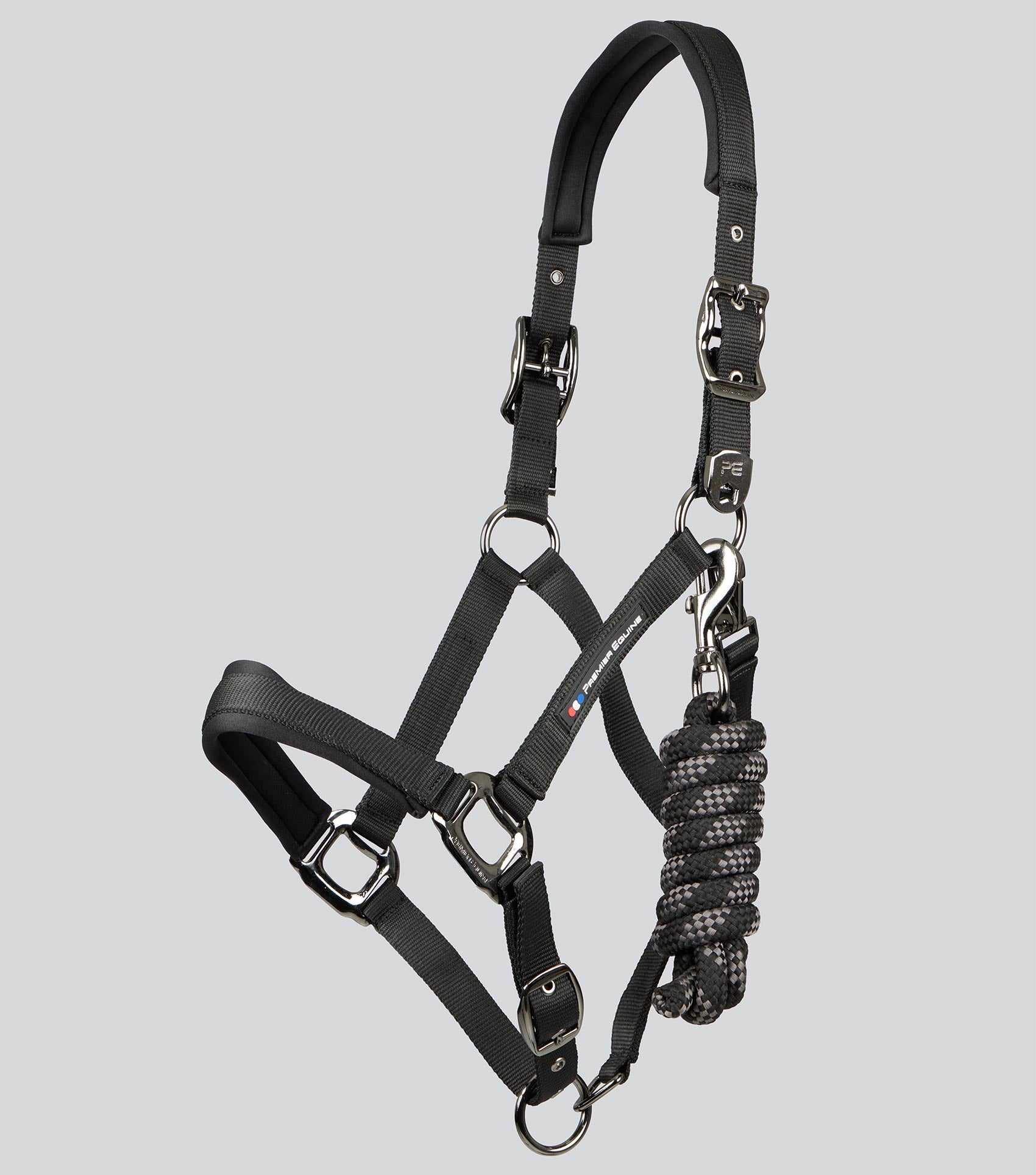 Description:Corda Padded Head Collar with Lead Rope Black_Colour:Black_Position:1