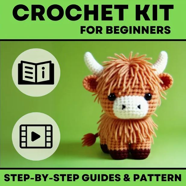 Crochet kit - brown highland cow