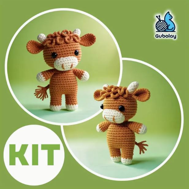 Crochet kit - brown highland cow