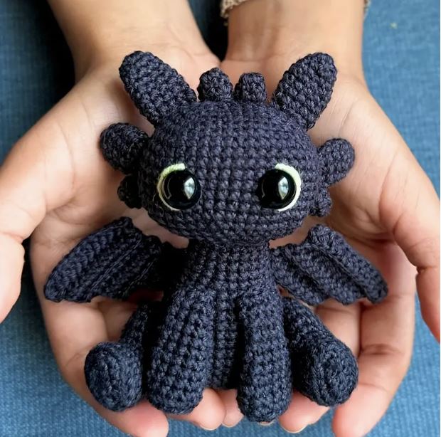 Crochet kit - cute black dragon
