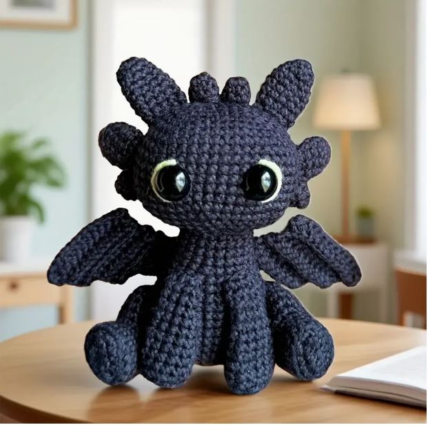 Crochet kit - cute black dragon