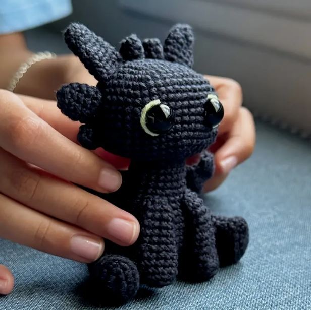 Crochet kit - cute black dragon